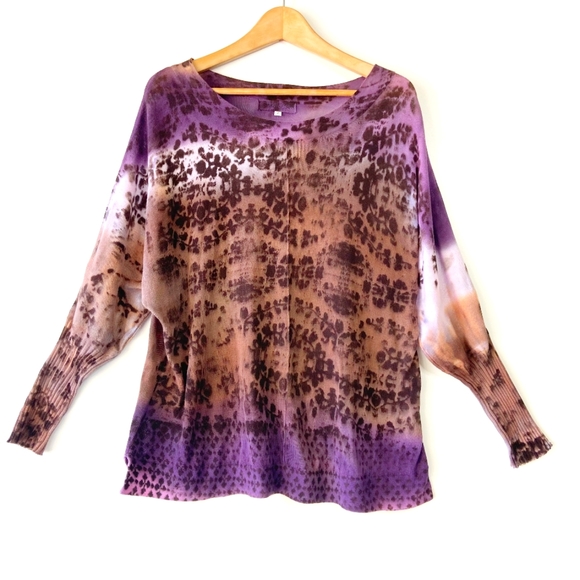 marika charles Tops - Marika Charles match multi color tie dye purple knit pullover sweater top